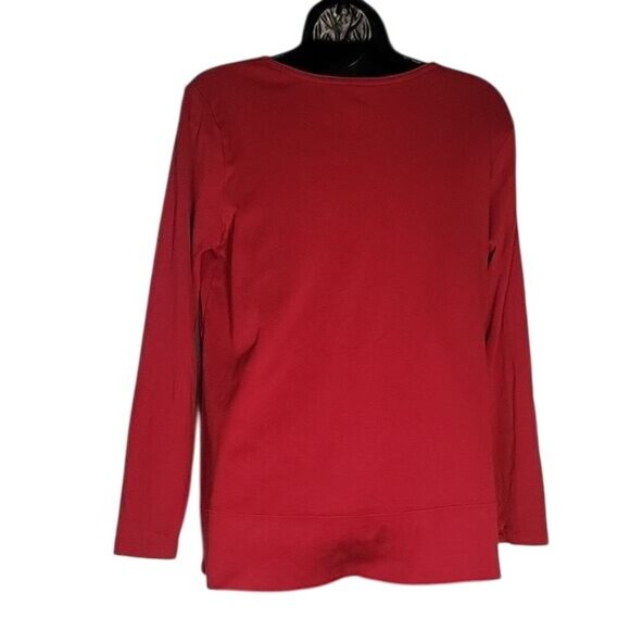 J.‎ Jill Perfect Pima Red High-Low Long-Sleeve Tee 100% Pima Cotton M Petite - Picture 4 of 5
